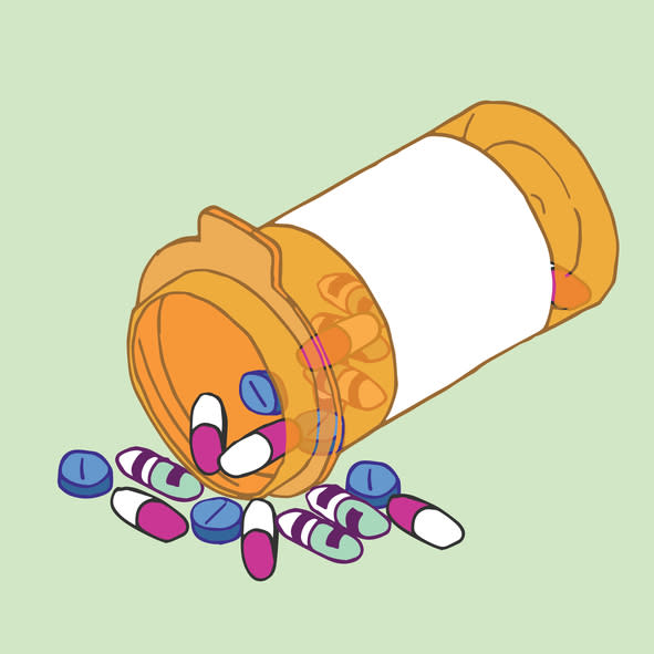Illustration of a bottle of pills