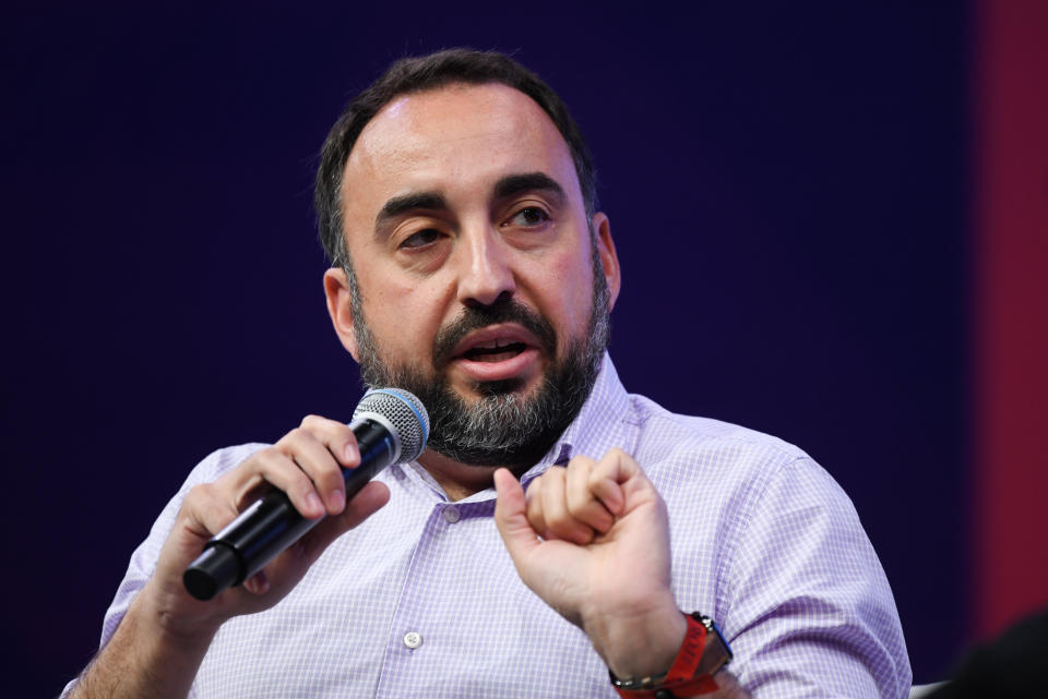 Toronto , Canada - 21 May 2019; Alex Stamos, Adjunct Professor, Stanford University, on Centre Stage during day one of Collision 2019 at Enercare Center in Toronto, Canada. (Photo By Stephen McCarthy/Sportsfile via Getty Images)