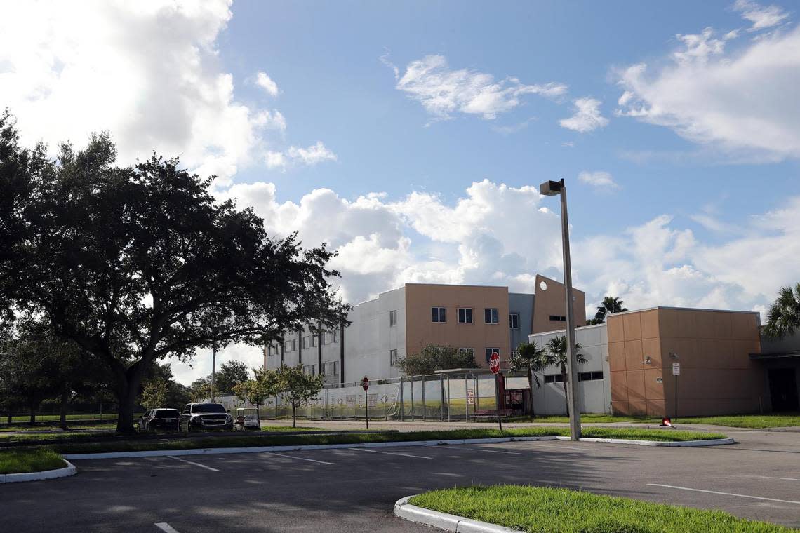 The 1200 building at Marjory Stoneman Douglas High School in Parkland, where the 2018 shootings took place, is shown on Aug. 4, 2022.