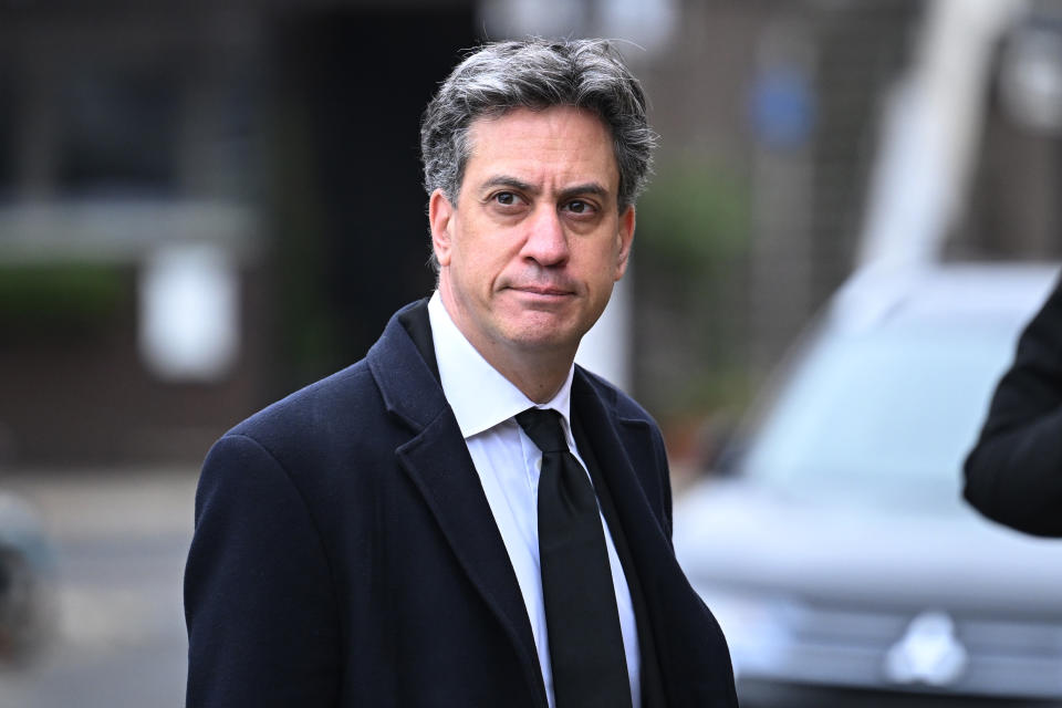 Ed Miliband was there to say goodbye to Derek Draper. (Getty)