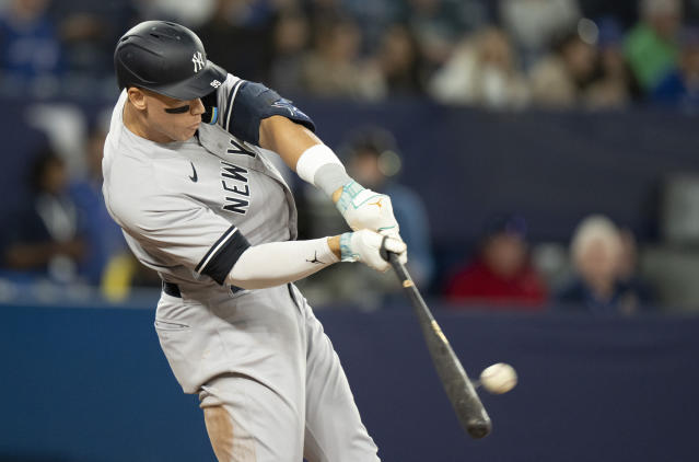 Aaron Judge of the New York Yankees in action against the Miami