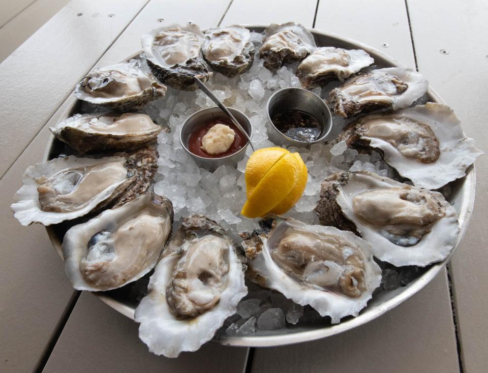 A platter of raw oysters at the Atlas Oyster House in Pensacola on Thursday, Feb. 15, 2024.