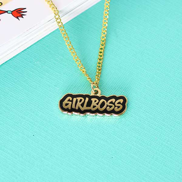 Punky Pins Girl Boss Slogan Necklace