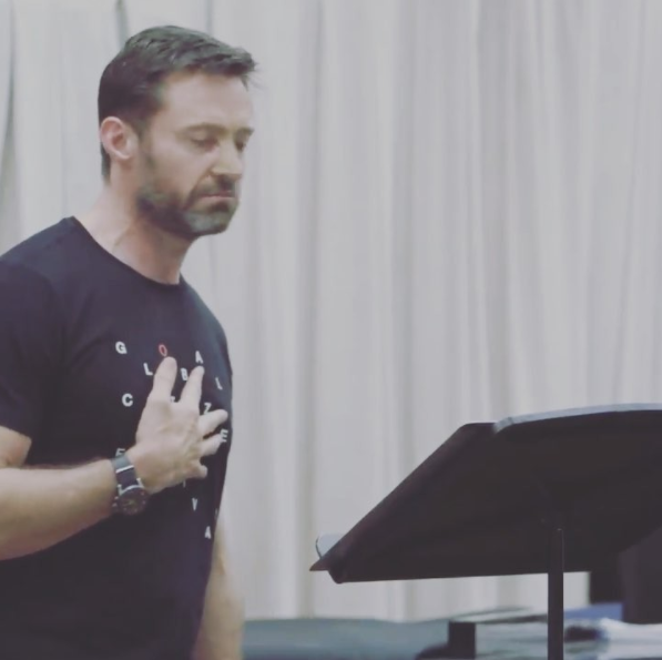 Hugh Jackman has shared a video of him singing for The Greatest Showman, but it ended in disaster when his stitches burst. Source: Instagram/HughJackman