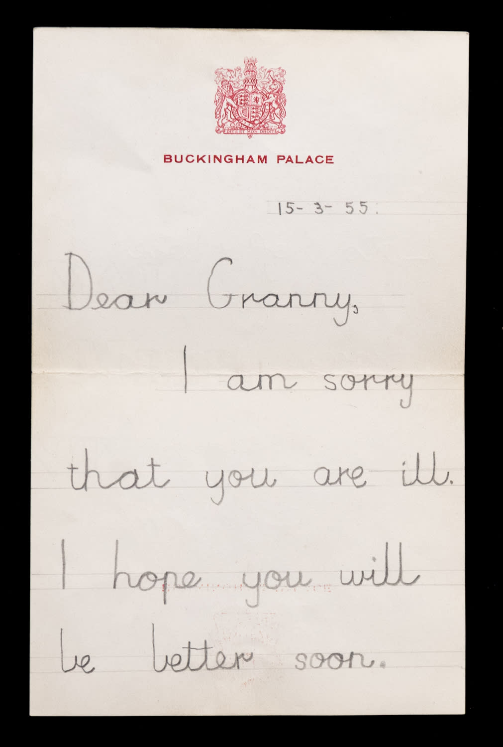 The letter from King Charles, then aged six, to Queen Elizabeth, the Queen Mother (Mark Laban/Hansons Auctioneers/PA)