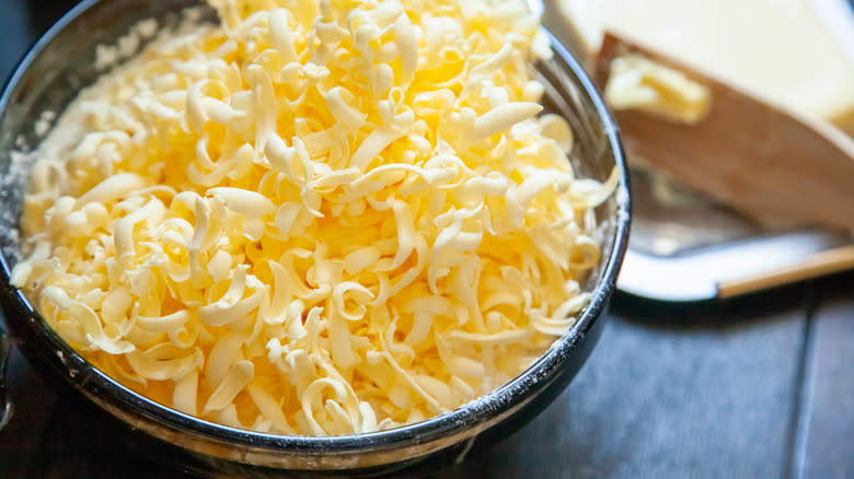Grated butter in a bowl