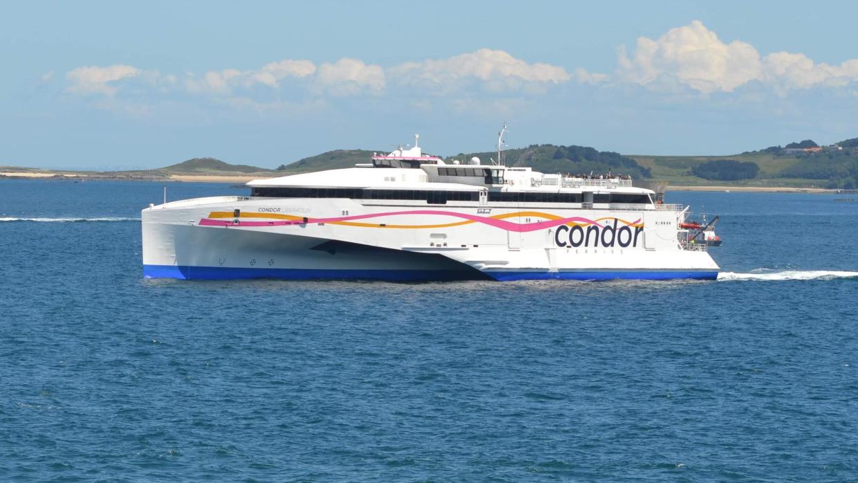 Condor Ferries sailing near St Peter Port in Guernsey