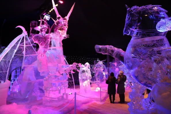 BRUGGE, BELGIUM - DECEMBER 05: Ice Sculptures are displayed at the Snow and Ice Sculpture Festival on December 5, 2012 in Brugge, Belgium. (Photo by Mark Renders/Getty Images)