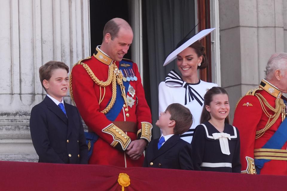 Prince William and Kate smile at their youngest son Prince Louis at the 2024 Trooping the Colour (James Manning/PA Wire)