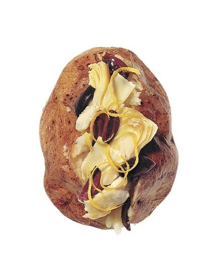 <p>Give the classic baked potato a makeover with bright Mediterranean ingredients.<br> <br><strong>Get the recipe:</strong> <a rel="nofollow noopener" href="http://www.realsimple.com/food-recipes/browse-all-recipes/baked-potatoes-with-artichoke-olive-and-lemon-00000000051111/index.html" target="_blank" data-ylk="slk:Baked Potatoes With Artichoke, Olive, and Lemon;elm:context_link;itc:0;sec:content-canvas" class="link ">Baked Potatoes With Artichoke, Olive, and Lemon</a></p>