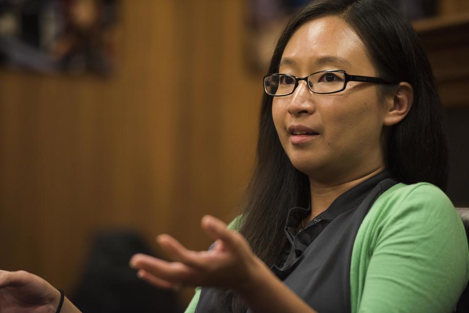 PITTSBURGH, PA - SEPTEMBER 29: Sabrina Liu speaks at the United Steel Workers (USW) roundtable during HuffPost's visit to Pittsburgh, Pennsylvania, on Sept. 29, 2017, as part of "Listen To America: A HuffPost Road Trip." The outlet will visit more than 20 cities on its tour across the country. (Photo by Damon Dahlen/HuffPost) *** Local Caption ***