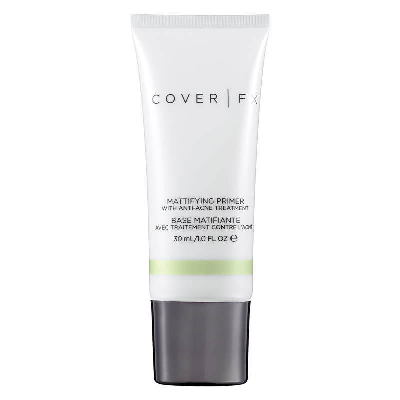 <p>A way to treat blemishes by simply putting your makeup on? Yup, it does exist. Powered by acne-zapping salcyclic acid, CoverFX's primer works under your makeup to minimize pimples.</p> <p>$38 | <a rel="nofollow noopener" href="http://click.linksynergy.com/fs-bin/click?id=93xLBvPhAeE&subid=0&offerid=429865.1&type=10&tmpid=719&RD_PARM1=http%253A%252F%252Fwww.sephora.com%252Fmattifying-primer-with-anti-acne-treatment-P377612%253FskuId%253D1487388%2526icid2%253Dproducts%252520grid%253Ap377612&u1=ISELprimers" target="_blank" data-ylk="slk:SHOP IT;elm:context_link;itc:0;sec:content-canvas" class="link ">SHOP IT</a></p>