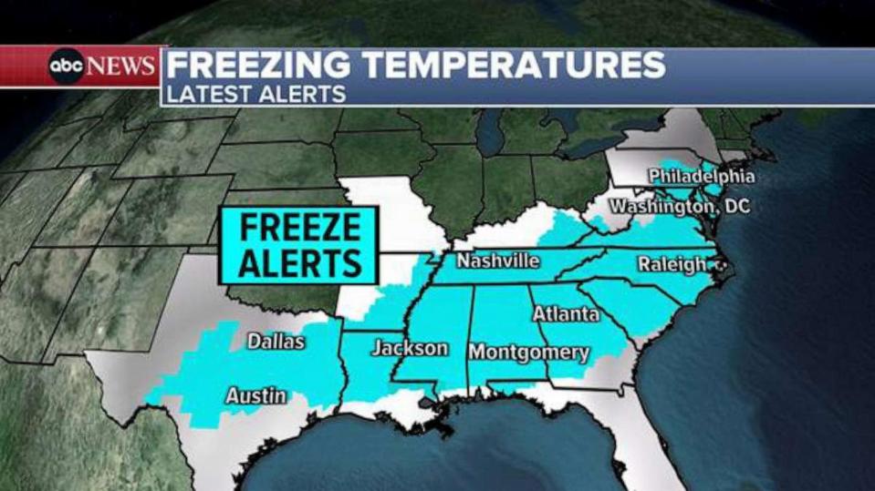 PHOTO: Freezing Temperatures Map (ABC News)