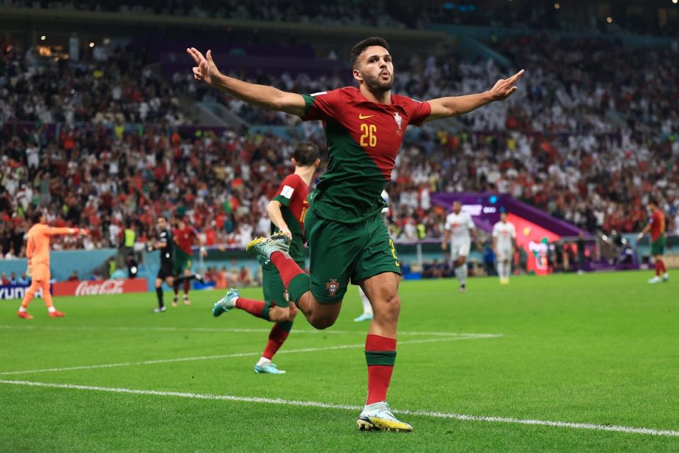 Goncalo Ramos had a dream of an evening as he scored the first hat-trick of the 2022 World Cup (Getty Images)