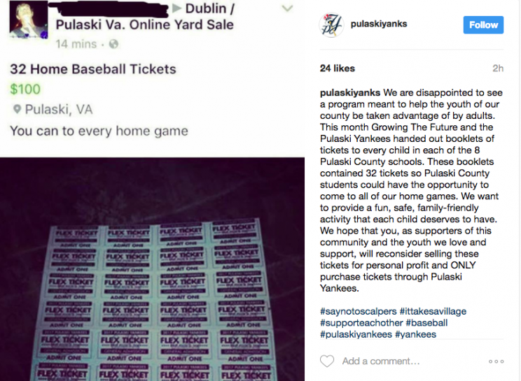 One fan is tying to ruin a fun gesture from the Pulaski Yankees. (@pulaskiyanks Screenshot on Instagram)