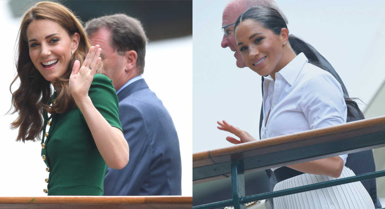 The Duchesses of Sussex and Cambridge pictured arrived Wimbledon finals 2019