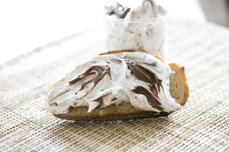 This Sept. 9, 2013 photo shows DIY Nutella marshmallow spread. (AP Photo/Matthew Mead)