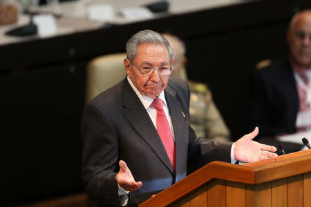 Former Cuban President Raul Castro speaks during the National Assembly in Havana, Cuba, April 19, 2018. REUTERS/Alexandre Meneghini/Pool