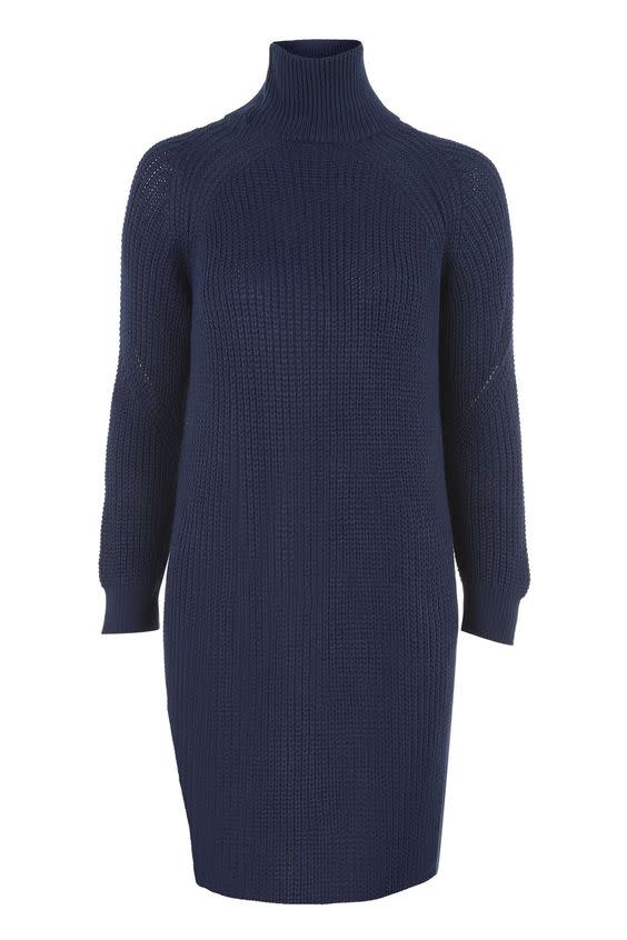 Funnel Neck Knitted Dress