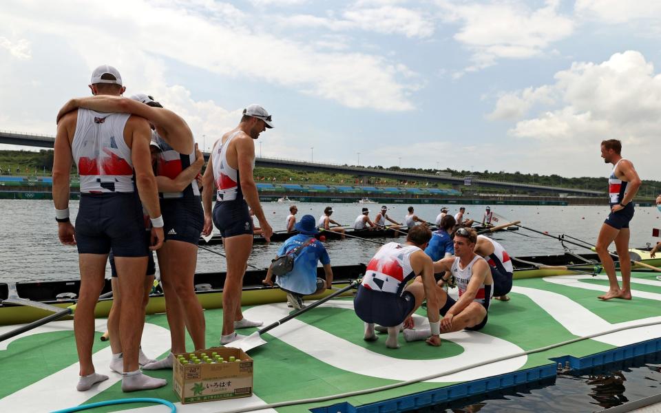 GB's rowers celebrate winning bronze in the men's eight - Getty Images