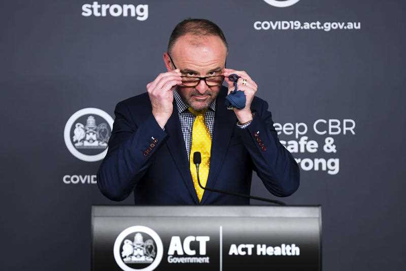 ACT Chief Minister Andrew Barr speaks during a press conference in Canberra.