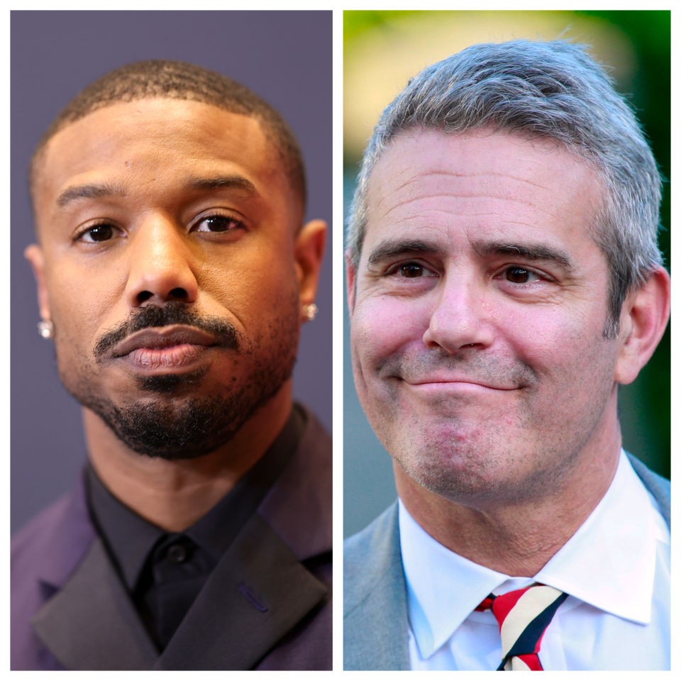 Andy Cohen (right) is not dead. Michael B. Jordan (left) is not dead. But if you weren't paying attention to the news and someone told you they were, would you believe them? It's the latest trend engulfing TikTok feeds.