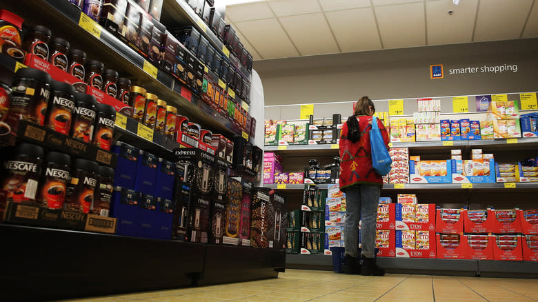 Shopper browsing at Aldi 