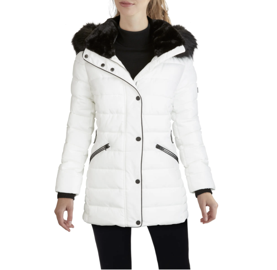 Kenneth Cole New York Hooded Puffer Coat with Faux Fur Trim - $100 (originally $148). 