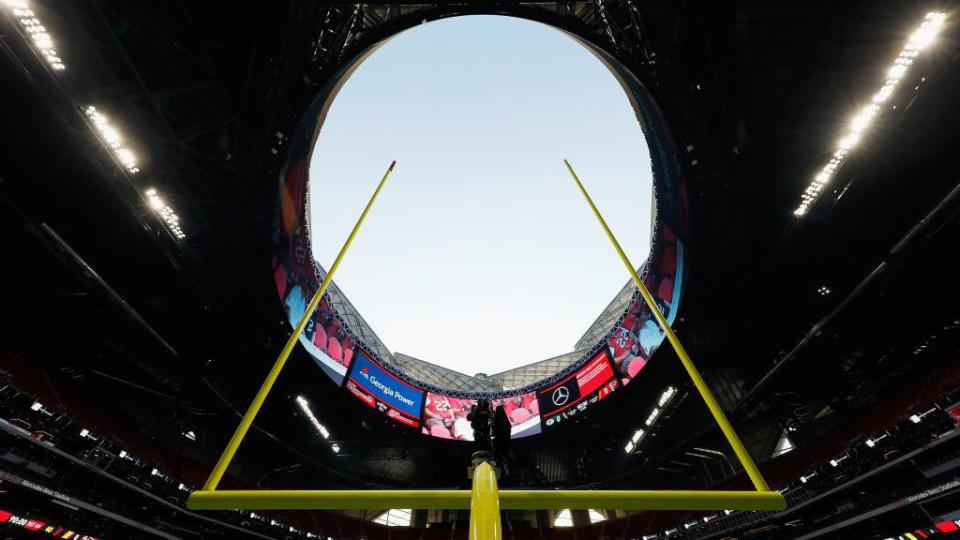 The Falcons’ stadium is a bit leaky. (Getty)