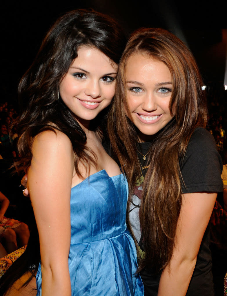 Selena Gomez and Miley Cyrus smiling together