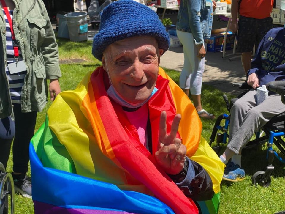 Barry Van Buskirk, a resident at the Rekai Centre at Sherbourne Place, said the opening of the 'Rainbow Wing' is very 'comforting.'  (Talia Ricci/CBC - image credit)