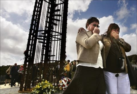 A memorial to the victims of the disaster, unveiled 11 years ago - Credit: 2007 AFP/ROBIN UTRECHT