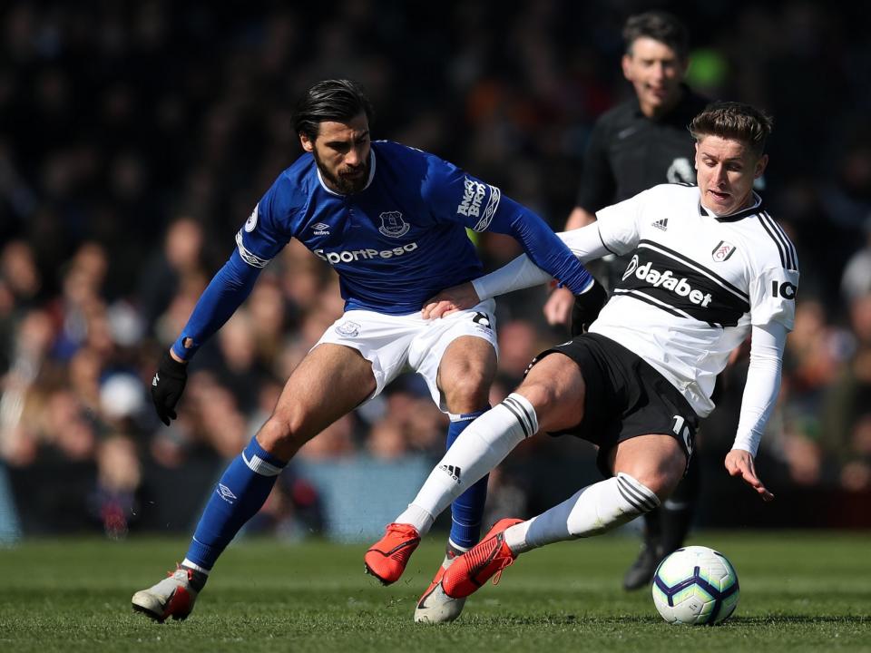 Everton’s Andre Gomes has been banned for three games after the forward was charged with violent conduct by the Football Association for his stamp on Fulham forward Aleksandar Mitrovic on Saturday.The incident occurred in the final moments of the game at Craven Cottage, which Fulham won 2-0. Gomes made a late challenge and appeared to slam his studs into Mitrovic’s ankle while the forward was lying on the ground. Referee Lee Probert did not see the challenge and Gomes faced no punishment at the time, but it was clearly caught on camera and was shown on the BBC’s Match of the Day programme later that evening. In a statement, the FA said: “Everton’s André Gomes has been charged with violent conduct. This follows an incident in the 95th minute of the Premier League fixture against Fulham on Saturday [13/04/2019] that was not seen by the match officials but caught on video. “The midfielder has until 18:00 on Tuesday [16/04/2019] to respond to the charge.”