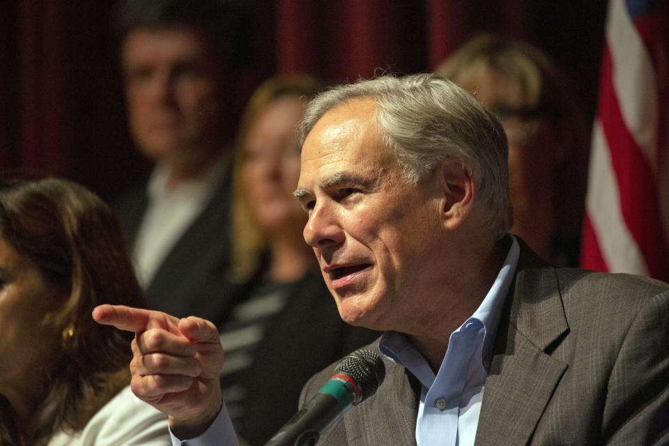 Texas Gov. Greg Abbott speaks during a news conference, Friday, May 27 about the elementary school mass shooting in Uvalde.