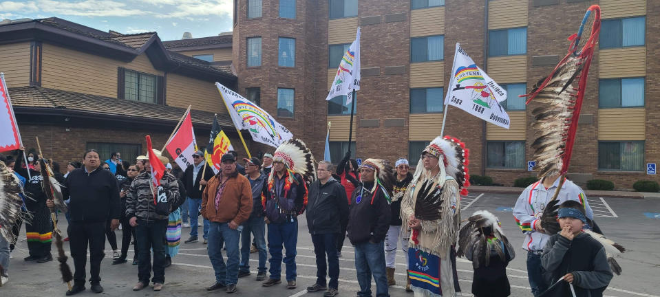 Tribal leaders were among the crowd protesting the hotel. (Photo/Courtesy)