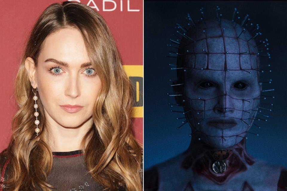 Jamie Clayton at 2021 Outfest Legacy Awards Gala Presented By Cadillac And IMDb at Academy Museum of Motion Pictures on November 13, 2021 in Los Angeles, California. (Photo by Rebecca Sapp/Getty Images for Outfest) ; Hellraiser -- A reimagining of Clive Barker’s 1987 horror classic in which a young woman struggling with addiction comes into possession of an ancient puzzle box, unaware that its purpose is to summon the Cenobites, a group of sadistic supernatural beings from another dimension. Pinhead (Jamie Clayton), shown. (Courtesy of Spyglass Media Group) - Episodic Stills