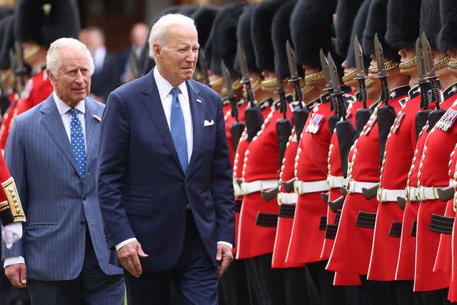 <p>Ian Vogler - WPA Pool/Getty Images</p> President Joe Biden and King Charles at Windsor Castle on July 10