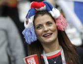 <p>A supporter of Serbia cheers prior to the group E match between Switzerland and Serbia at the 2018 soccer World Cup in the Kaliningrad Stadium in Kaliningrad, Russia, Friday, June 22, 2018. (AP Photo/Matthias Schrader) </p>