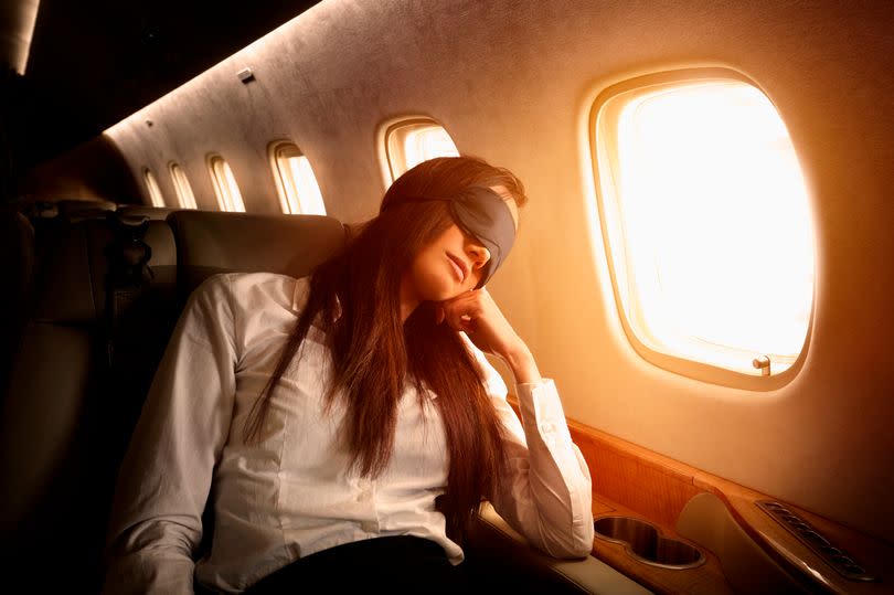 Woman on plane