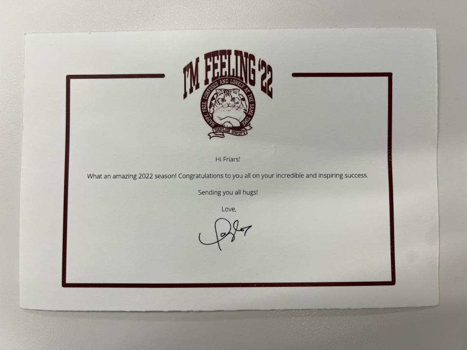 Taylor Swift's letter to the Friars