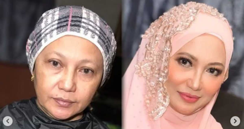 馬來西亞一名60歲阿嬤，經過巧手化妝，變身像是30歲的美麗少婦。（圖／翻攝IG）