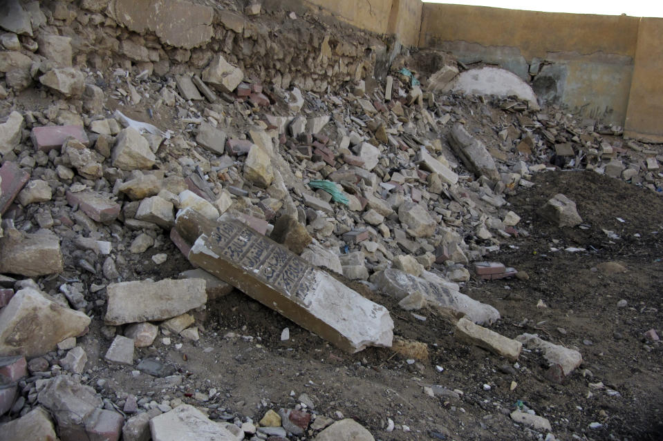 Demolished graves are seen in Cairo's historic City of the Dead, in Cairo, Egypt, Sept. 1, 2023. Authorities have already razed hundreds of tombs and mausoleums as they carry out plans to build a network of multilane highways through the City of the Dead, a vast cemetery in the Egyptian capital that has been in use for more than a millennium. (AP Photo/Amr Nabil)