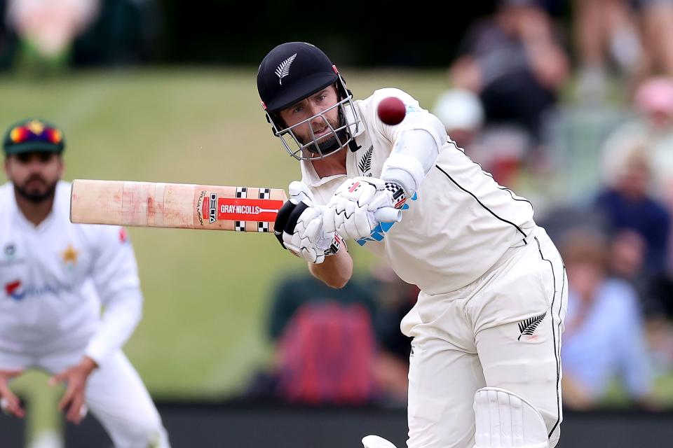 New Zealand's captain Kane Williamson plays a shot on day three of the second cricket Test match between New Zealand and Pakistan at Hagley Oval in Christchurch on January 5, 2021.