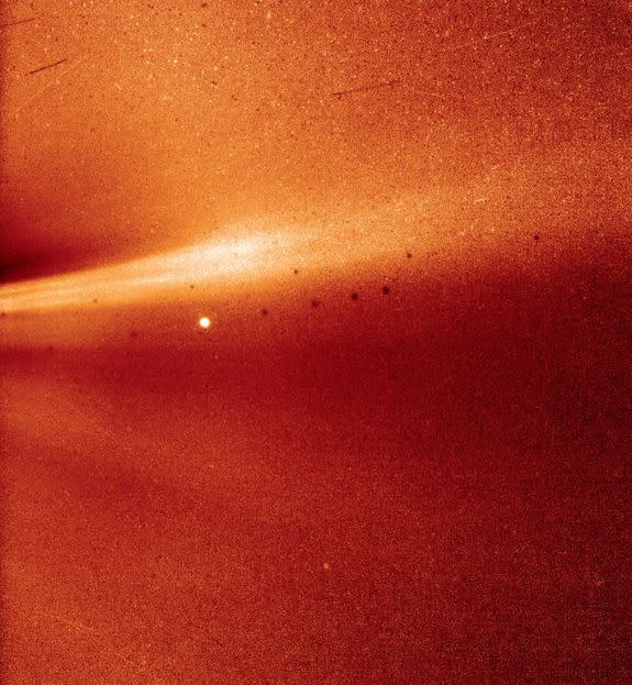 The solar scene as captured by the Parker Probe's WISPR camera.