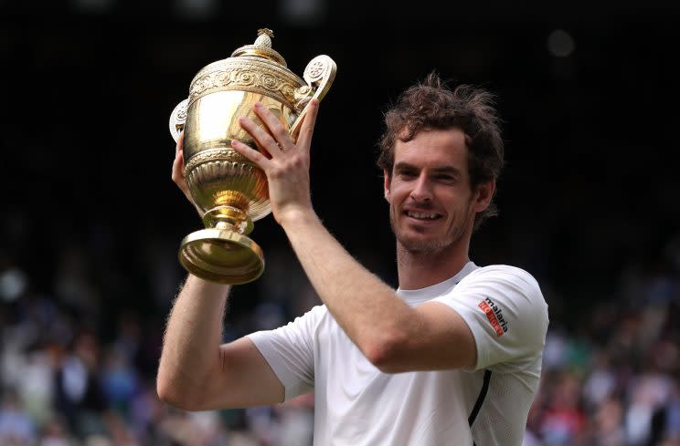 Andy Murray got to meet Benedict Cumberbatch after winning Wimbledon Sunday. (Getty)