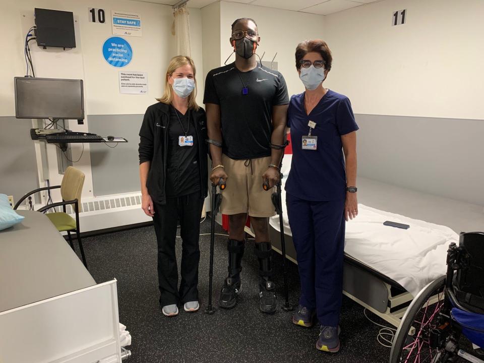 Cory Moses (center) with Dr. Angela Riccobono and Dr. Liz Pike.