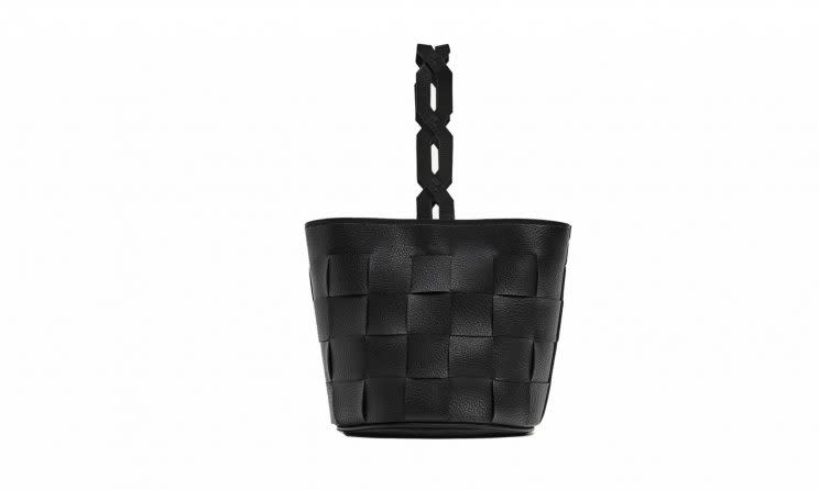 Zara Geometric Bucket Bag with Braided Handle, $40, <a href="http://www.zara.com/us/en/woman/bags/view-all/geometric-bucket-bag-with-braided-handle-c819022p4246066.html" rel="nofollow noopener" target="_blank" data-ylk="slk:zara.com;elm:context_link;itc:0;sec:content-canvas" class="link ">zara.com</a>