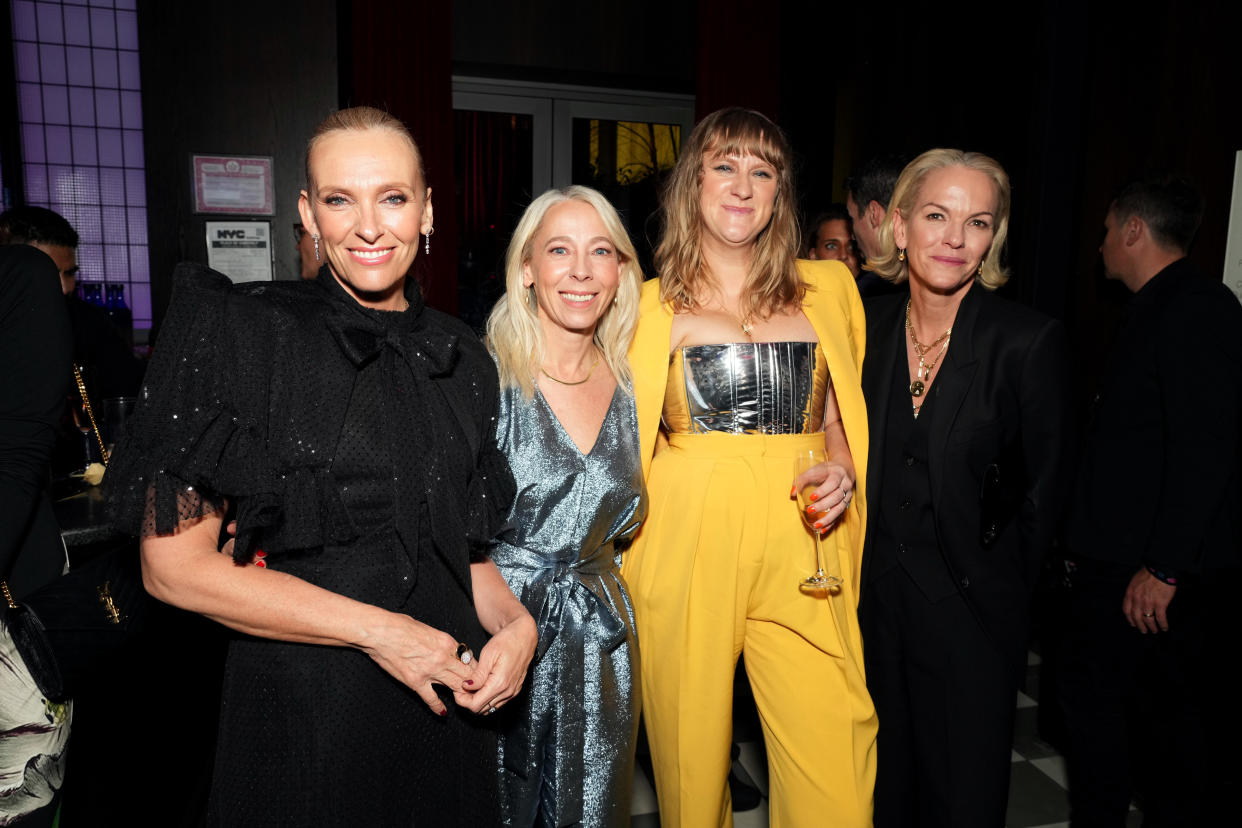 NEW YORK, NEW YORK - MARCH 23: (L-R) Toni Collette, Jane Featherstone, Naomi de Pear, and Elisabeth Murdoch attend the after party for 