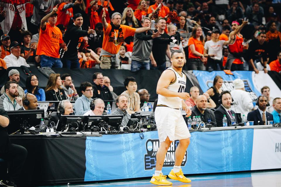 Missouri's Nick Honor (10) looks on during Princeton's 78-63 win in the Second Round of the NCAA Tournament on March 18, 2023, in Sacramento, Calif.