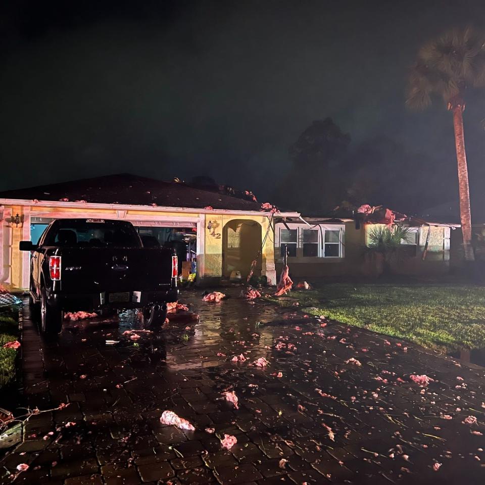 Possible tornado touched down in Palm Coast in the area of Barrington Drive Oct. 12, 2023. Significant damage to properties, downed trees and downed power lines have been reported.
